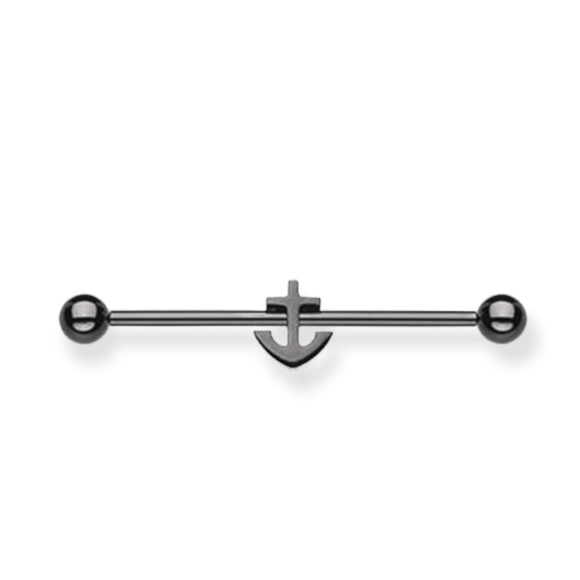 Black Nautical Anchor Industrial Barbell - Picture 3 of 5